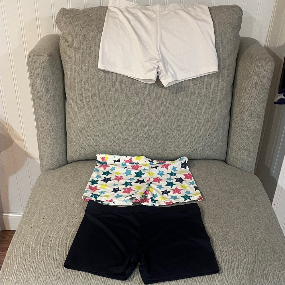 Set of Three Girls Shorts - Star Print, White, Navy Blue Size L 10 / 12 - Picture 2 of 9